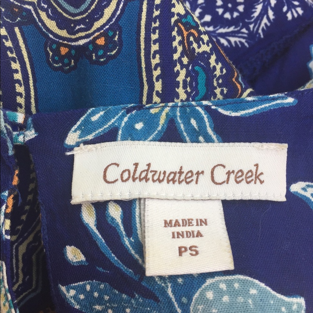 Coldwater Creek  babydoll  tunic dress cornflower blue floral flowy - Picture 3 of 9
